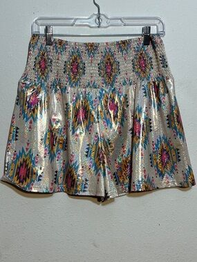 Rowdy Crowd Western High-Waist Metallic Southwest Shorts Size Large